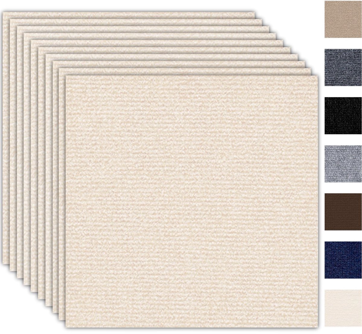 SnelShoppen - Set van 10 Zelfklevende Tapijttegels 50x50 cm - Duurzame Tapijtmatten voor Woning en Kantoor - Beige - 2,5 m² Vloermatten voor Thuisgebr