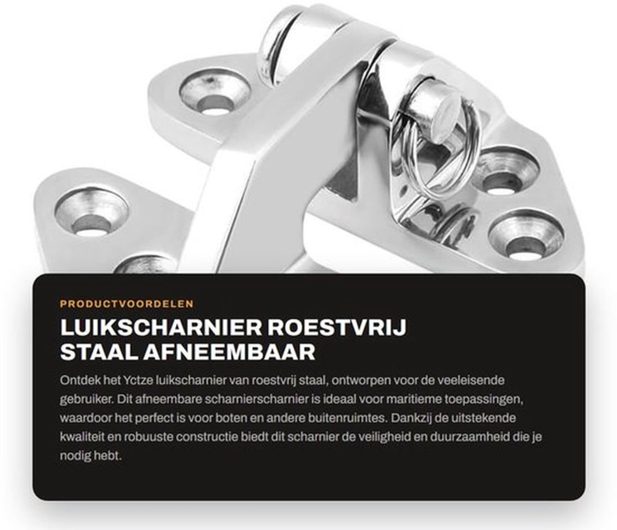 Luikscharnier Roestvrij Staal 316 - Afneembaar Scharnier - Scharnier voor Boot - Scharnier voor Vervanging - Veilig in Gebruik - 7x6,7x3 cm