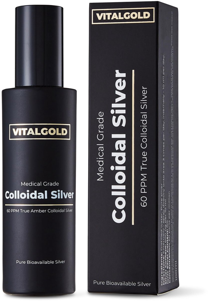 SnelShoppen - Colloïdaal Zilver 60 PPM - Vrij van Ionisch Zilver - 100 ml Glazen Fles met Verstuiver-Sproeikop - Ideaal voor Gezondheid, Huishouden en