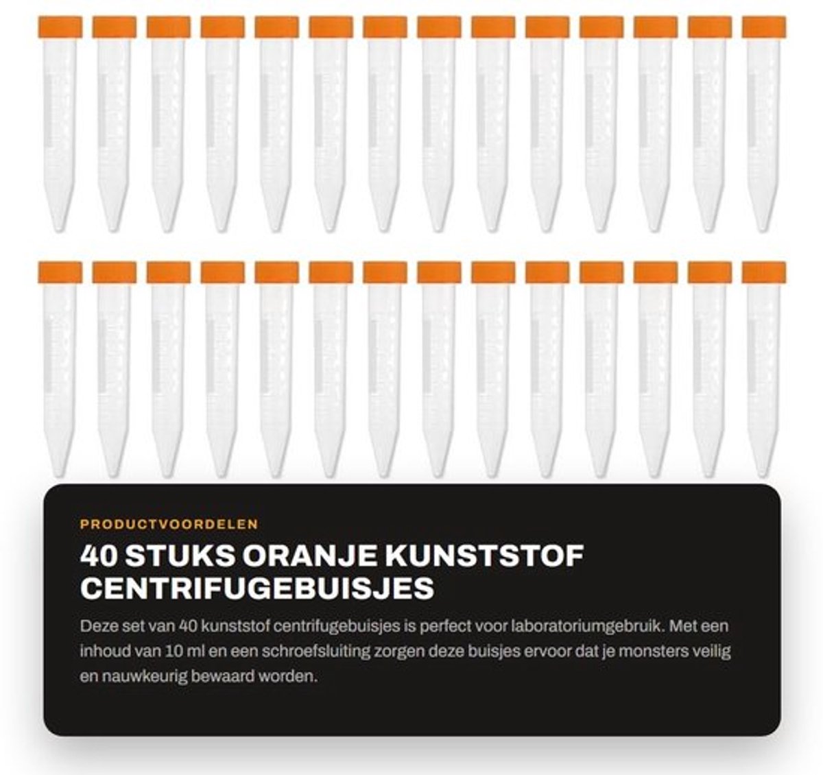 Centrifugebuisjes 10 ml - 40 Stuks - Kunststof - Schroefsluiting - Gegradueerde Monsterhouder - Laboratorium Gebruik - Monsterbuisjes