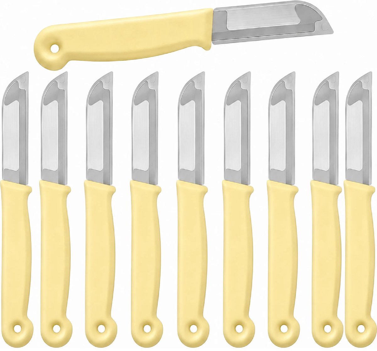 Solingen Schilmesje – RVS Glad – 16 cm met Blade Cover – Pastelgeel – 10 Stuks