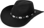 Zwarte Cowboyhoed voor Mannen en Vrouwen - Western Stijl Vilt Fedora met Brede Rand voor Cowgirls en Cowboys