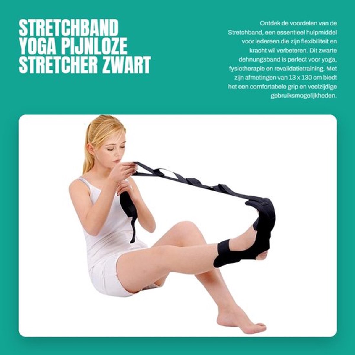 Stretchband Versterking van Gewrichten - Yoga Band - Fysiotherapie - Rehabilitatie - Stabiliteit - 13 x 130 cm Zwart - Yogariem