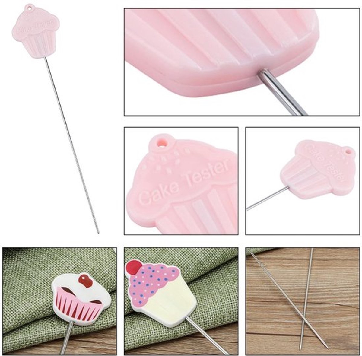 Taarttester Set van 3 - Roestvrijstalen Bakspies - Taarttestnaalden - Duurzaam Keukengereedschap - Nauwkeurige Gaarheidstest - Caketester