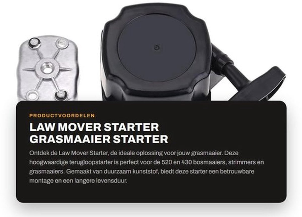 Startmotor Hoogwaardige Kunststof - Terugloopstarter - Vervanging Grasmaaier - Bosmaaier/Scooter - Eenvoudige Installatie - Lange Levensduur