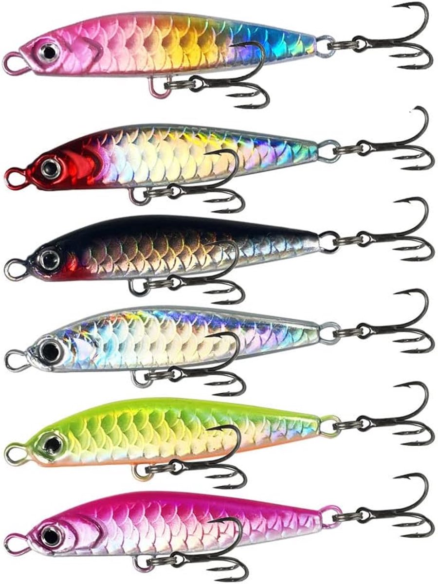 SnelShoppen - Lures Set 6 stuks, Pike, Fishing Bait voor Snoek, Baars, Forel, Driehaak, Zwemkunstmateriaal, Vers- en Zoutwater, Meerdere Kleuren