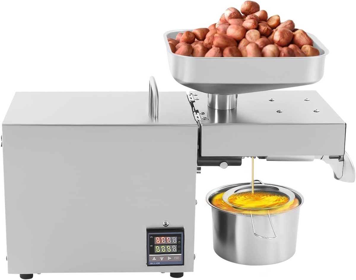 Elektrische Oliepers - Oliemolen Machine - Zelf Olie Maken - Koud en Heet Persen