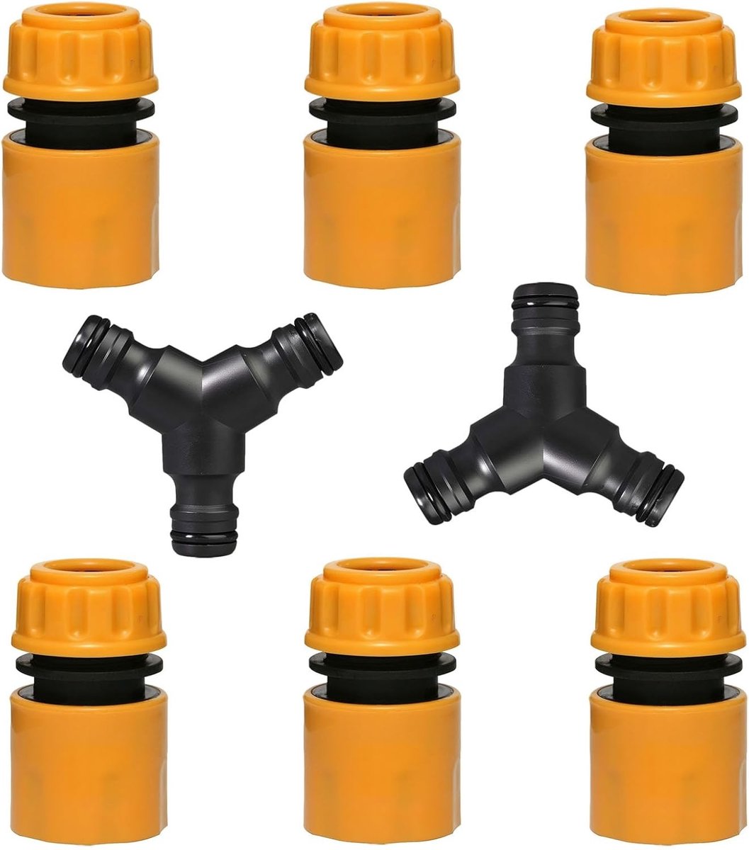 8-delige Slangfitting Kit 1/2 Inch - Y-Stuk en Takkoppeling voor Tuinirrigatie en Slangverbindingen