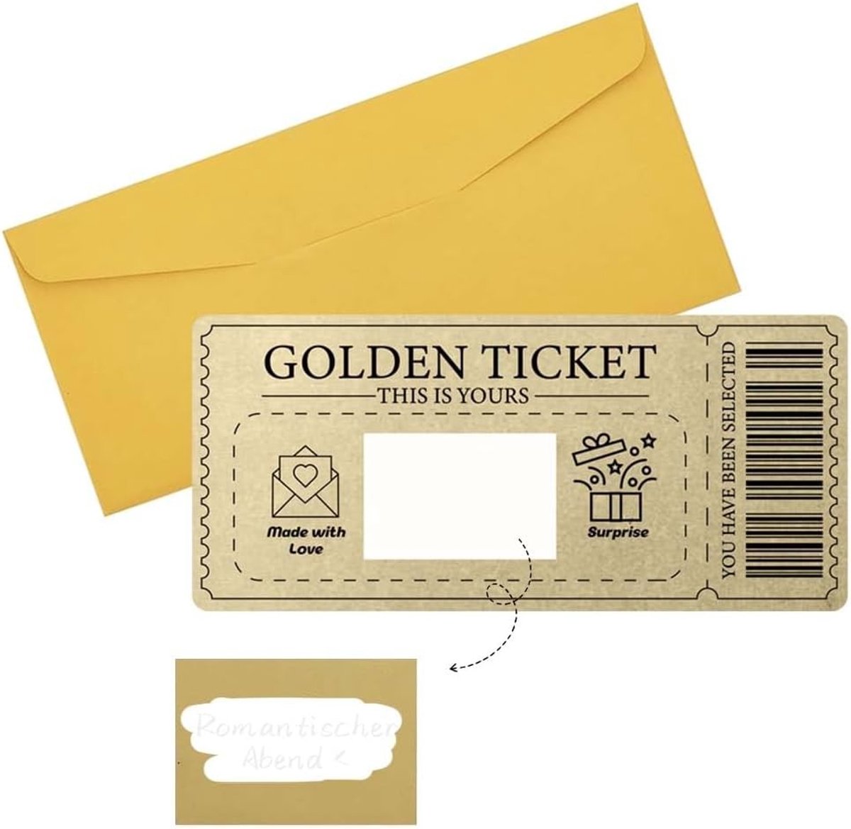 Scratch and Win Kaart met Envelop en Sticker - Verrassingskaart voor Vrouwen, Perfect voor Valentijnsdag en Jubilea