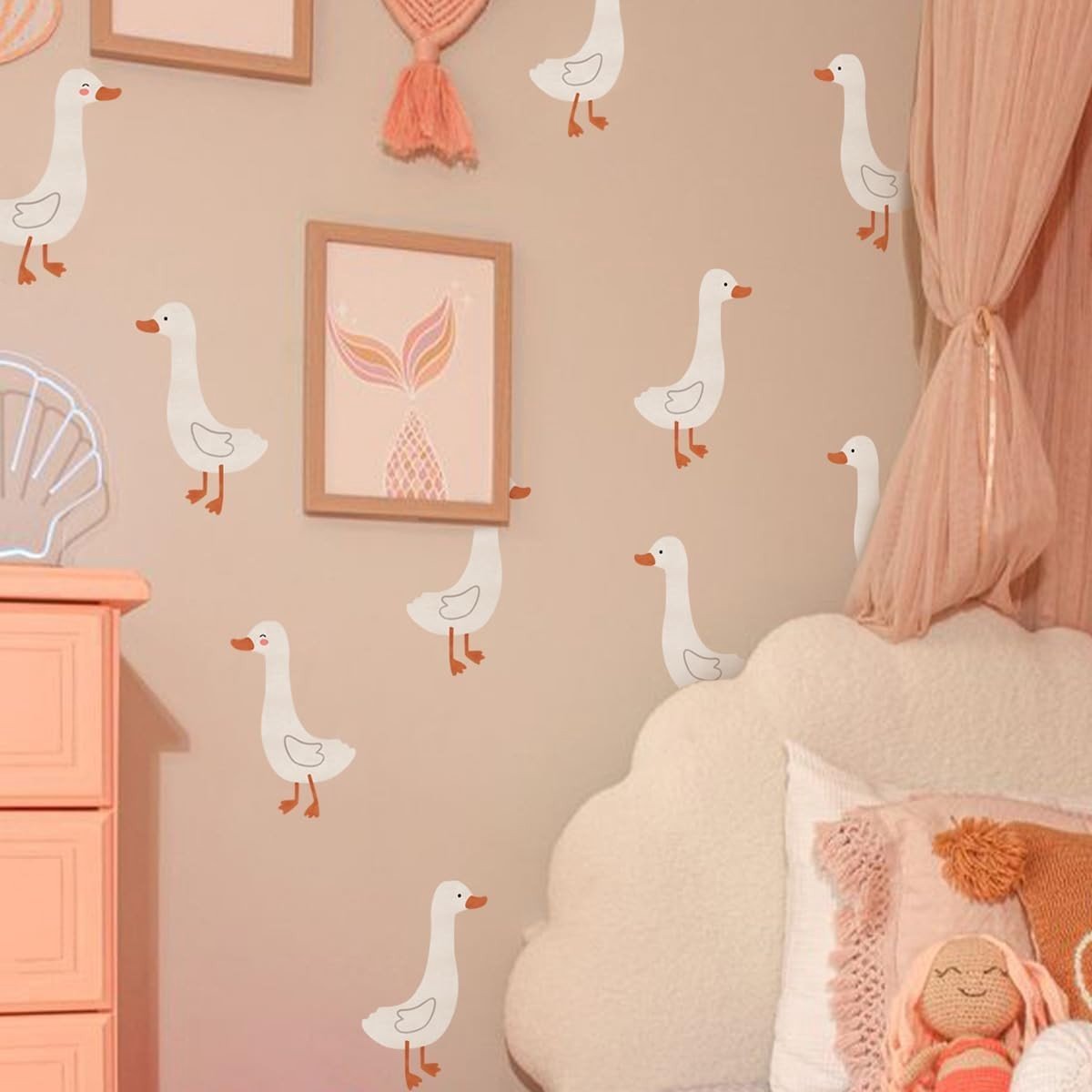 Boho Dieren Wandstickers voor Kinderen - Ganzen en Eenden - Muurdecoratie voor Woonkamer, Slaapkamer en Badkamer