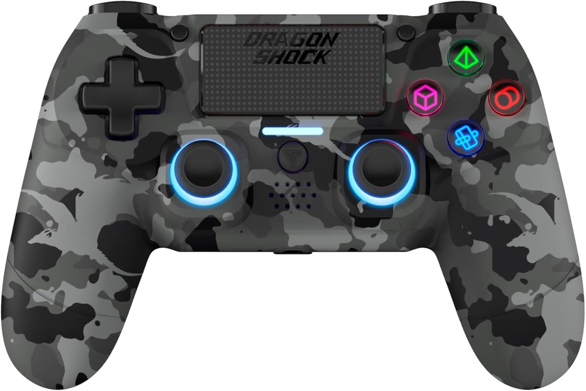 SnelShoppen - Draadloze Controller Grijs Camo - Geschikt voor PS4, PC en Mobiele Apparaten - Gaming Controller met Bluetooth Verbinding - Ergonomisch