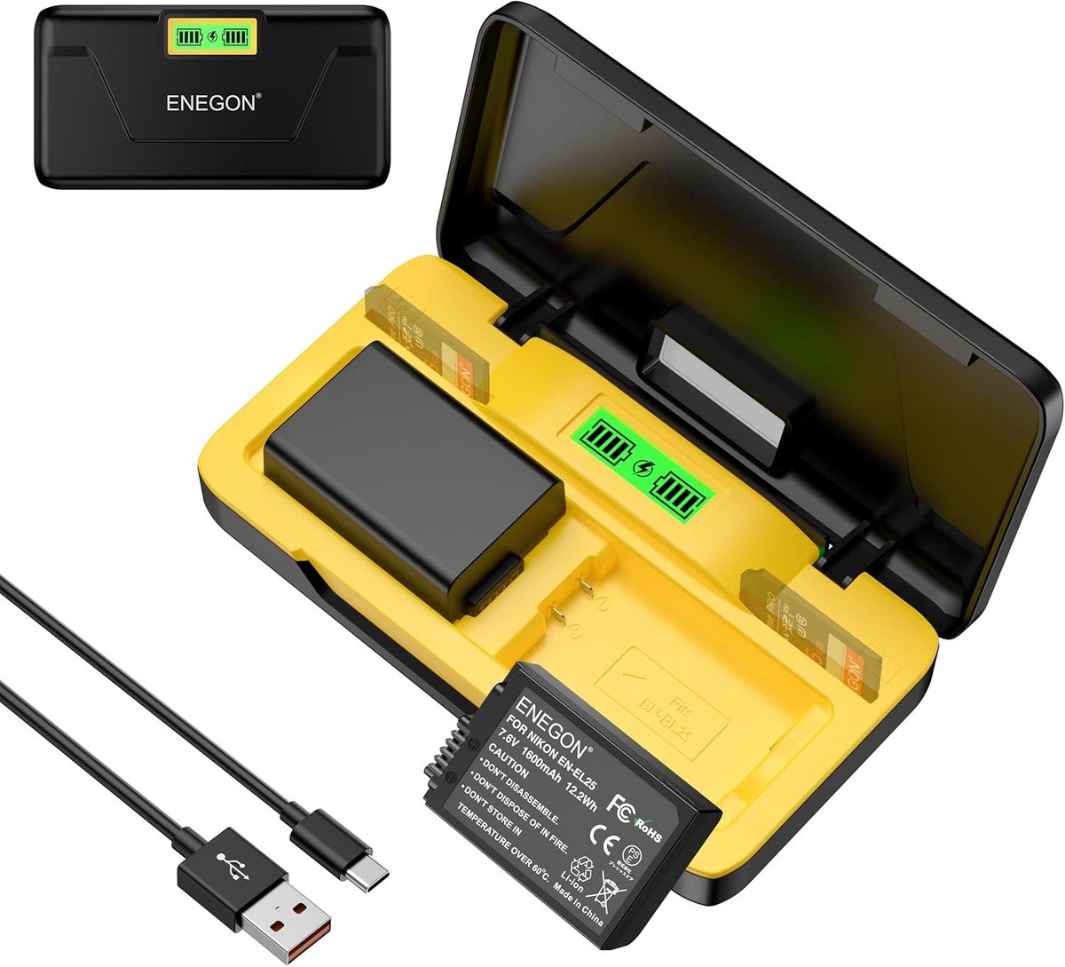Snelle Oplader Kit met Dubbele Batterijen 20W (2 x 1600 mAh) voor Nikon Z50, Z30, Z FC en MH-32 Digitale Camera