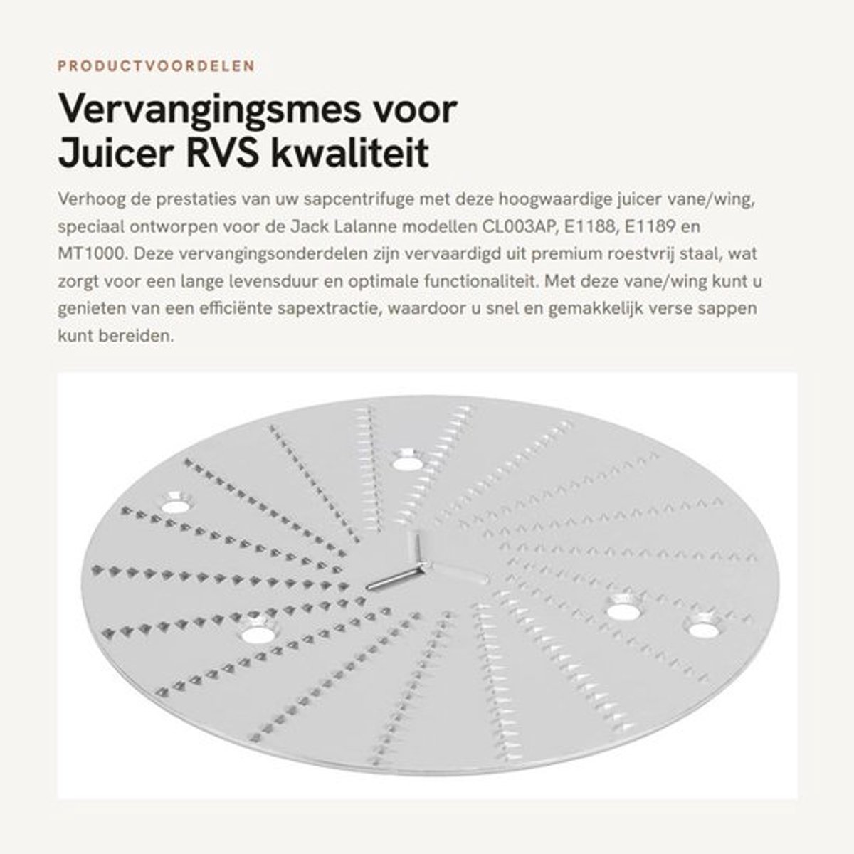 Juicer Mes Vervanging - Vleugel/Van - Roestvrij Staal - Eenvoudige Installatie - Compatibel met CL003AP E1188 E1189 MT1000 - Professionele Kwaliteit - Juicer Onderdeel