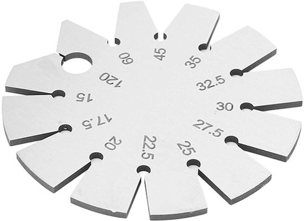 Hoekmeter RVS - Schuine Hoekmeter - Gradenboog 15-120° - Diameter 70 mm - Voor Houtbewerking - Inclusief Opbergdoos - Afschuinmeter