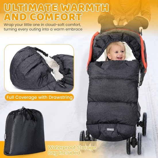Waterdichte Voetenzak voor Kinderwagen en Buggy - Warm Sherpa Fleece Voering — afbeelding 4