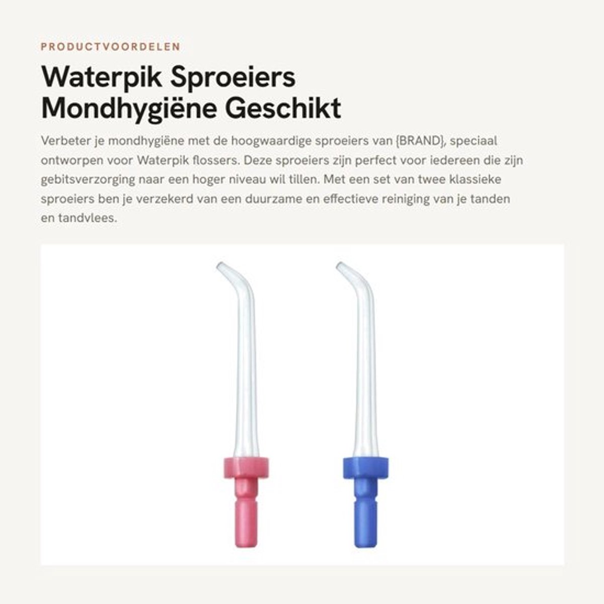 Sproeiers - Set van 2 - Voor Waterpik Flosser WP-70/WP-60 - Waterreservoir - Sproeierpunt - Geschikt voor mond en tanden - Waterflosser