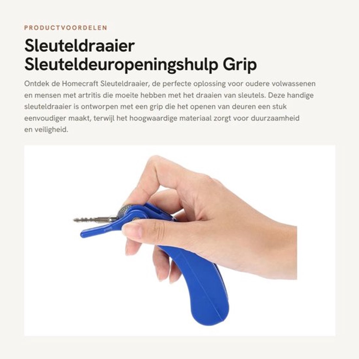 Sleuteldeuropeningshulp met grip - 2 sleutels opslaan - Hoogwaardig PP-materiaal - Lichtgewicht - Duurzaam - Schokbestendig - Sleuteldraaier