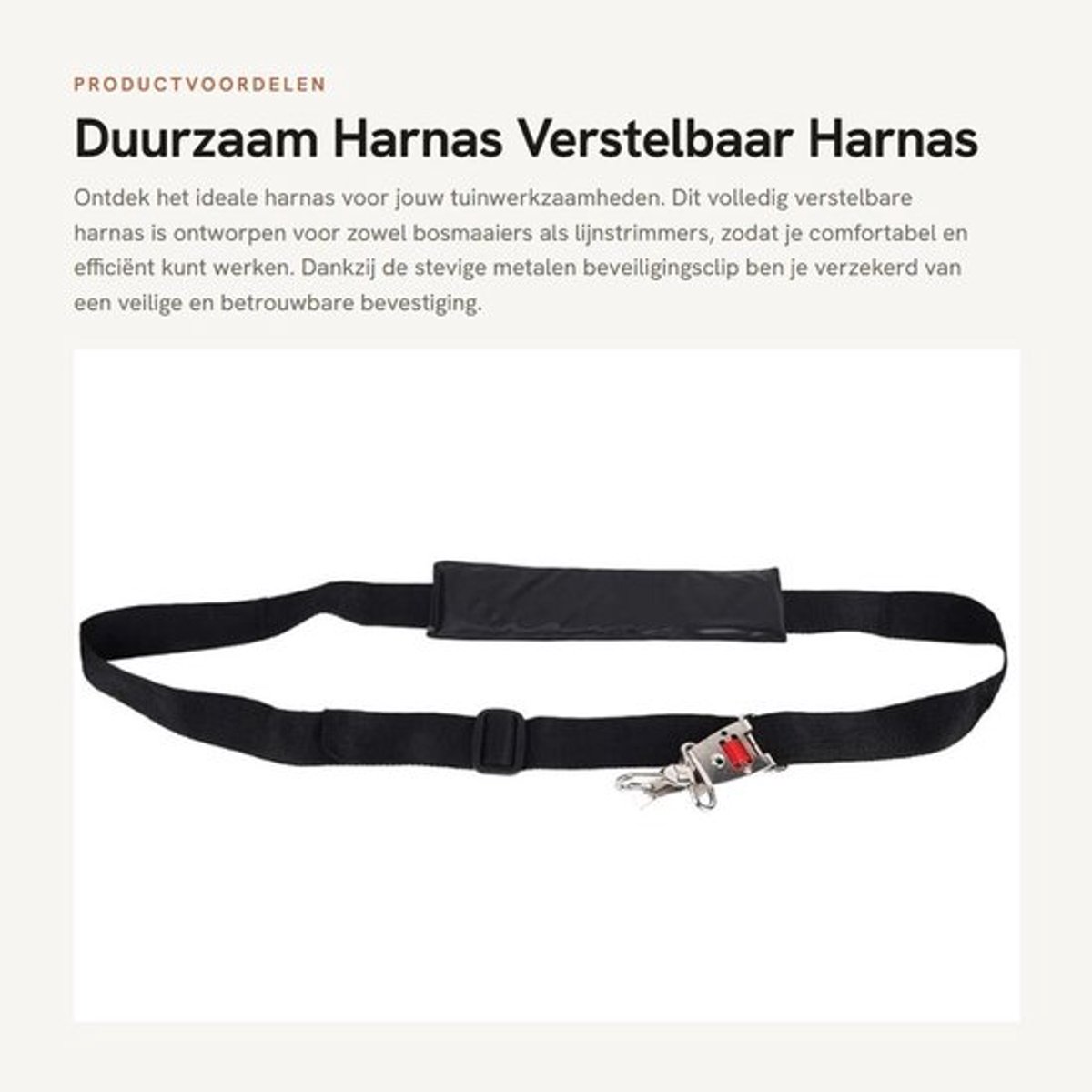 Duurzaam Harnas - Verstelbaar Harnas - Ondersteunt Schouders - Geschikt voor Bosmaaiers - Ideaal voor Trimmers - Stevig Nylon