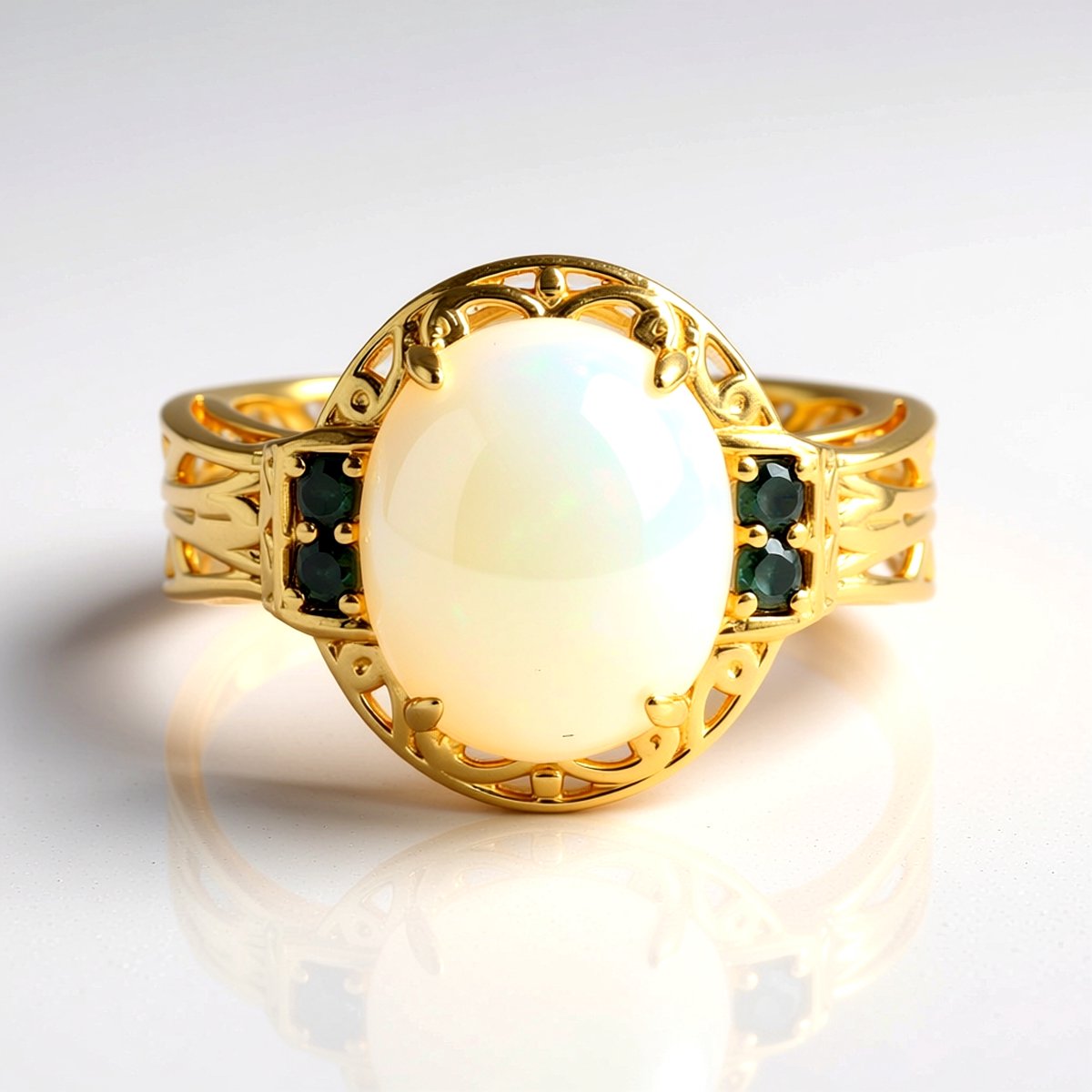 Cavill - Zilveren ring met ovale Welo opaal 2,79 ct en blauwe Montana saffieren 0,19 ct - 925 sterlingzilver verguld - stijlvolle damesring