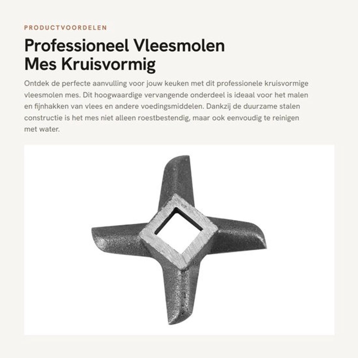 Vleesmolenmes Professioneel - Vervangend Onderdeel - Kruisvormig Ontwerp - Duurzaam Staal - Roestbestendig - Geschikt voor Keukenmixers - Vleesmes