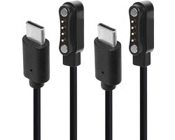 Thijox - 2 Stuks USB-C Oplaadkabels - 1m Type-C Magnetische Vervangende Oplader voor PLAUD Note AI Recorder - Zwart PVC - Ideaal voor Thuis en Op Reis
