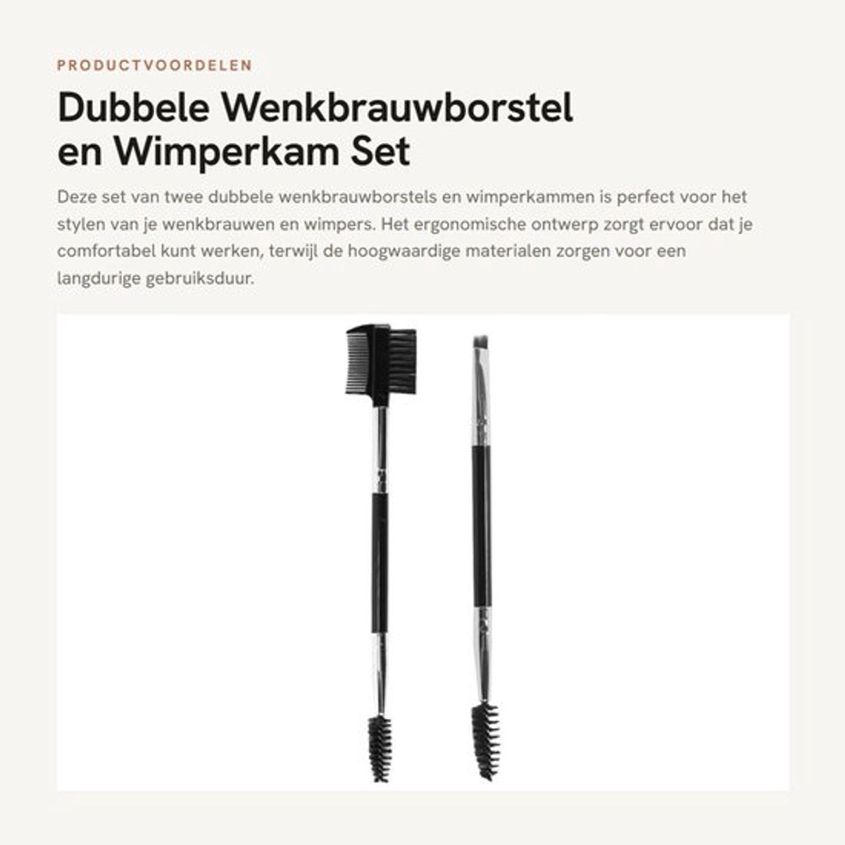 Wenkbrauwborstel Dubbelzijdig - Wimperkam - Wimperborstel - Make-uptool - Ergonomisch Handvat - Lichtgewicht en Duurzaam