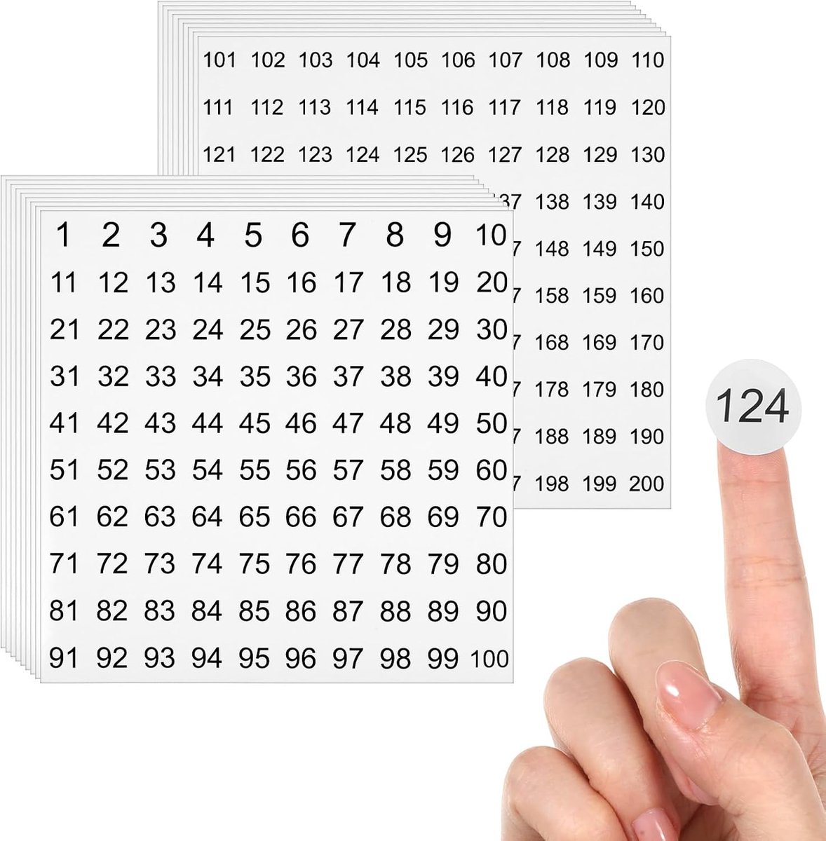 Nummerstickers 1 tot 200 - Zelfklevende ronde labels - 2 cm diameter - Ideaal voor organisatie - ShopVlot