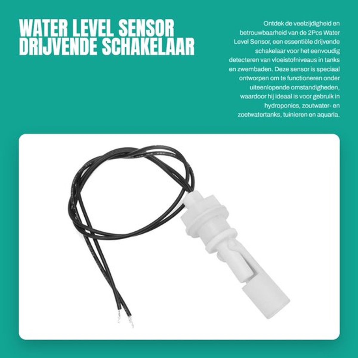 Water Level Sensor - Drijvende Schakelaar - Corrosiebestendig - PP - Geschikt voor tank en zwembad - Betrouwbare werking - Makkelijk te i...
