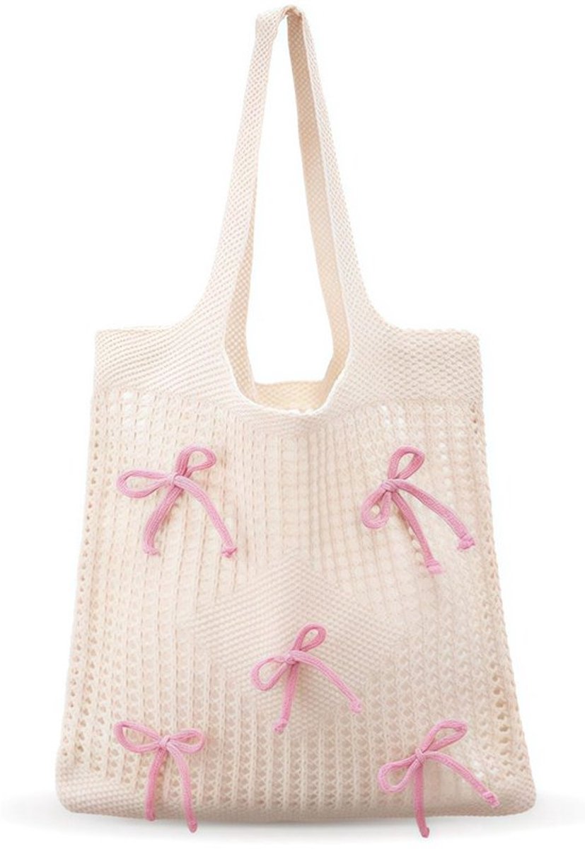 Strandtas Grote Capaciteit - Gehaakte Draagtas - Lichte Shopper - Duurzaam Polyester - Ideaal voor Strand en Winkelen
