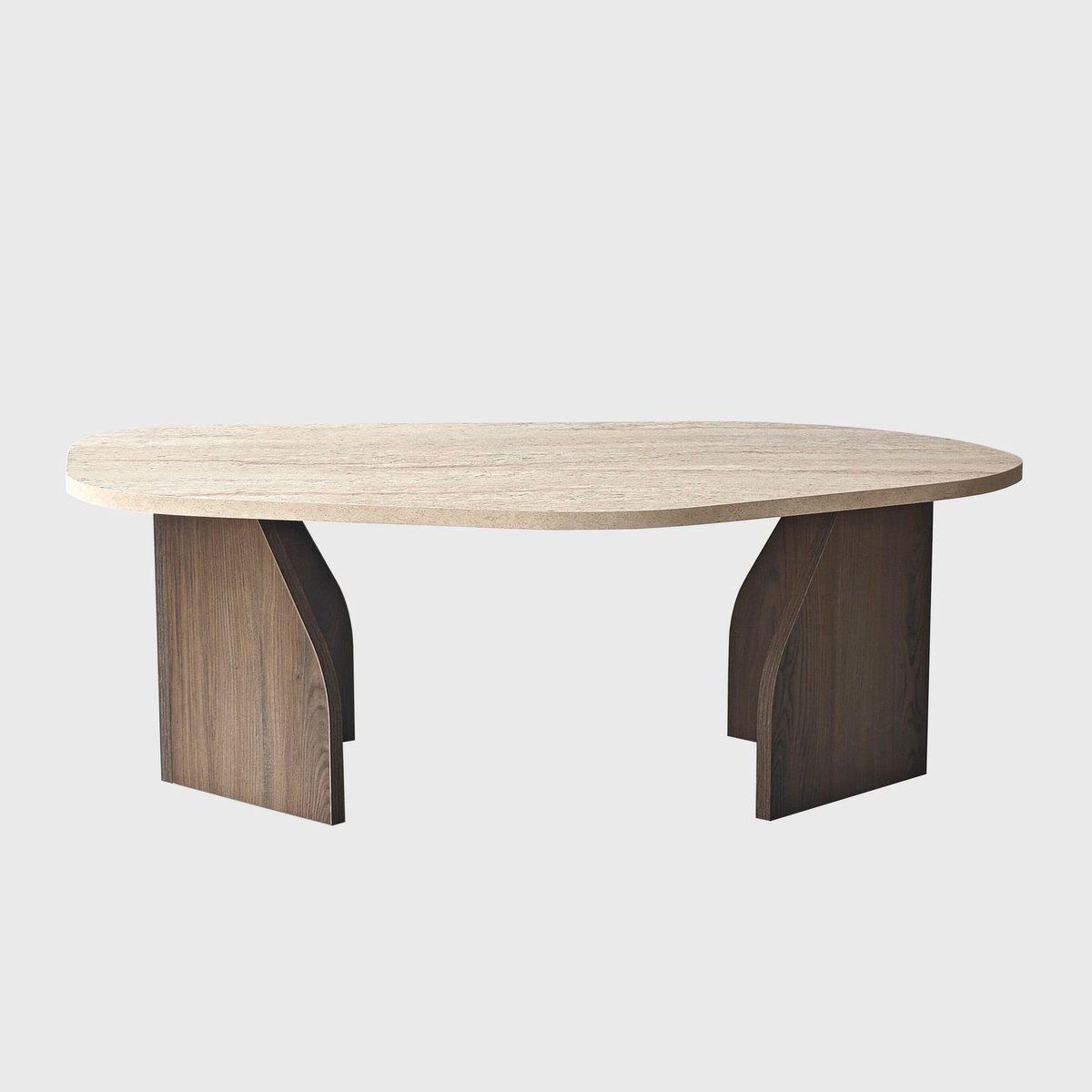 Asir - Salontafel - Travertijn, Walnoot - 106 x 66 x 9