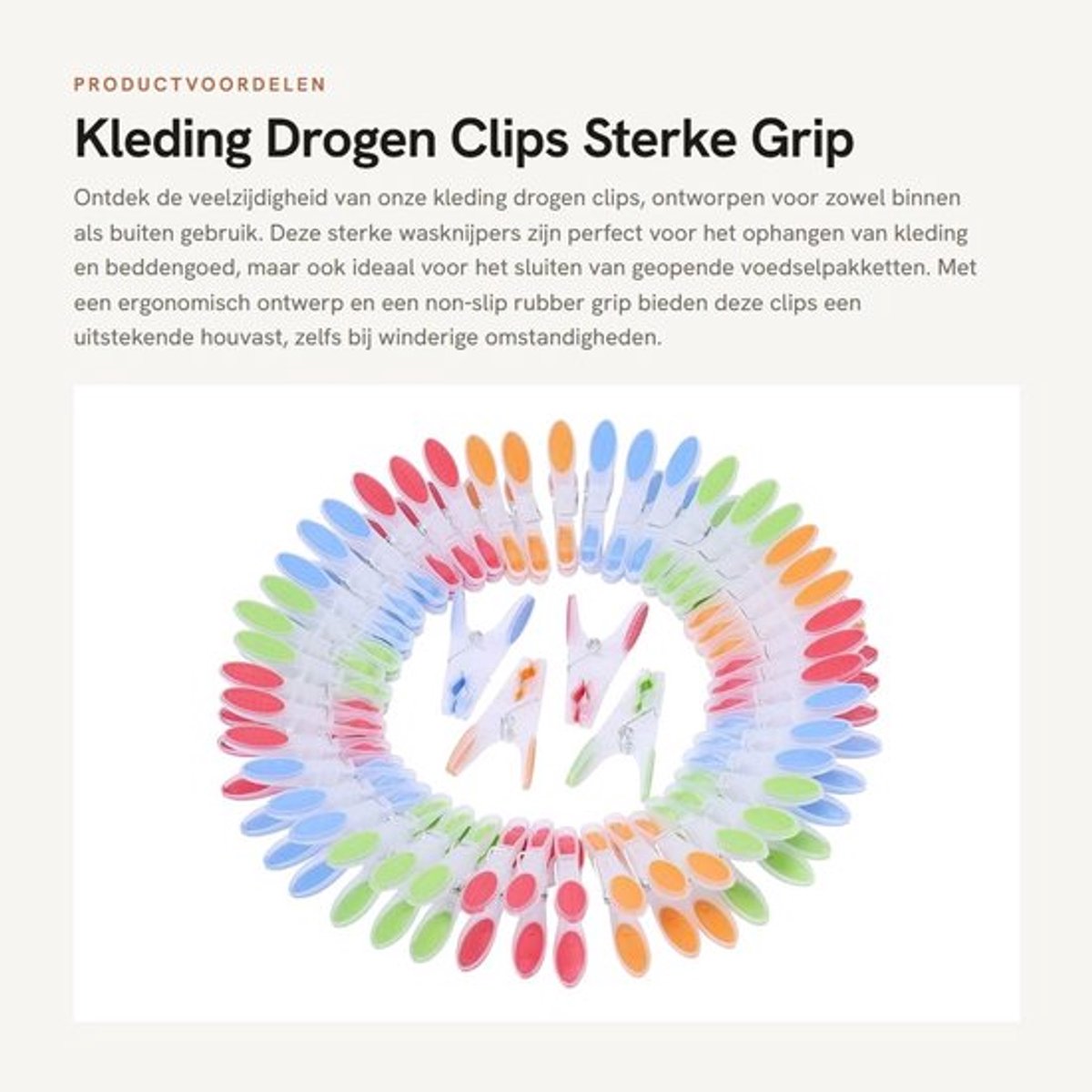 Kledingpinnen 72 Stuks - Sterke Grip - Extra Groot - Antislip - Voor Binnen/Buiten - Afmetingen 8 x 4 cm - Wasknijpers