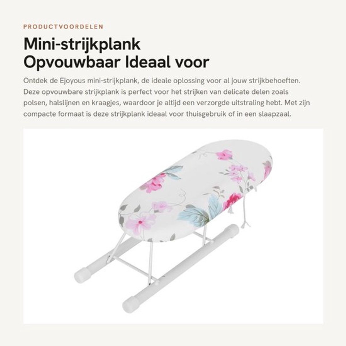 Strijkplank Opvouwbaar - Mini Strijkplank - Antislip Voetjes - Katoenen Hoes - Ruimtebesparend - Multifunctioneel voor Delicate Details - Tafelstrijkplank