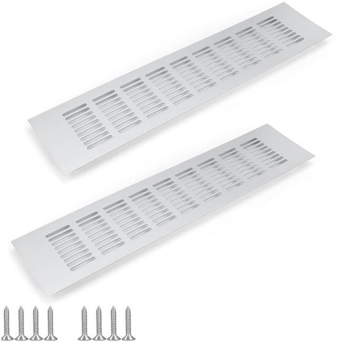 Ventilatierooster 400 mm x 80 mm - Aluminium - 2 Stuks - Corrosiebestendig - Flexibele Montage - Optimale Luchtcirculatie - Luchtrooster