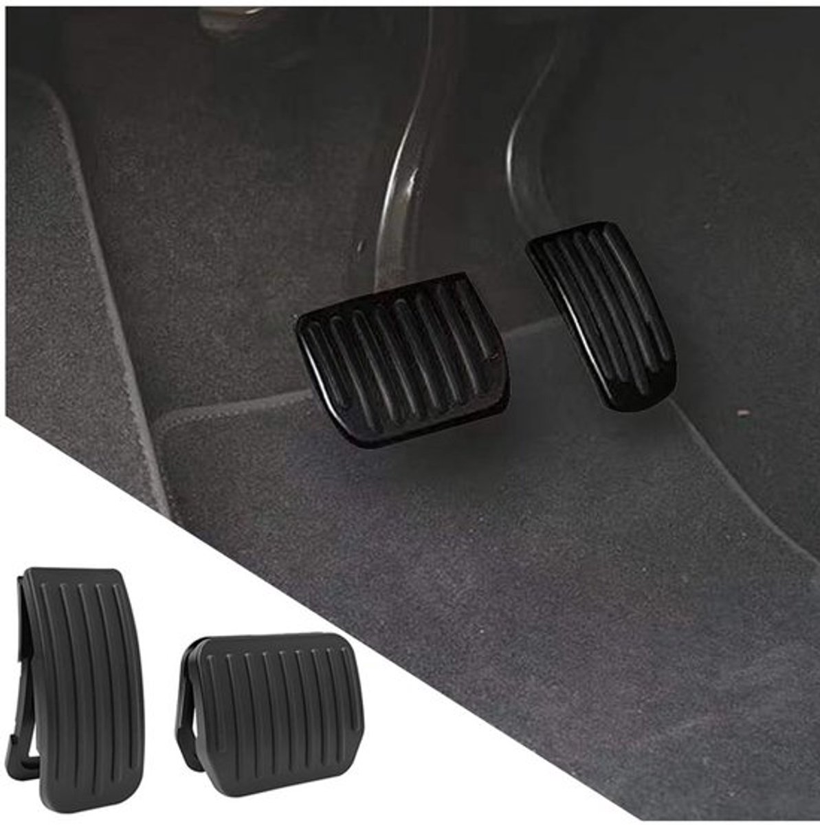 Pedaal Covers - Duurzaam Aluminium - Antislip Voetpedaal Pads - Geschikt voor Auto - 2 Stuks - 11,5 x 5,5 cm / 10,2 x 7,5 cm - Hoogwaardig Materiaal