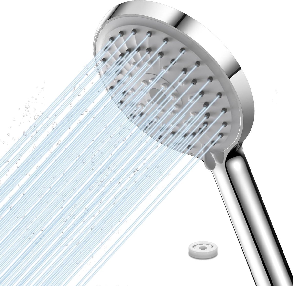 SnelShoppen - Waterbesparende Douchekop 49% Besparing, 5 Modi, 200% Druk, 9.5 L/min, Class A+++, Silvery, Perfect voor Badkamer, Luxe Douche-ervaring