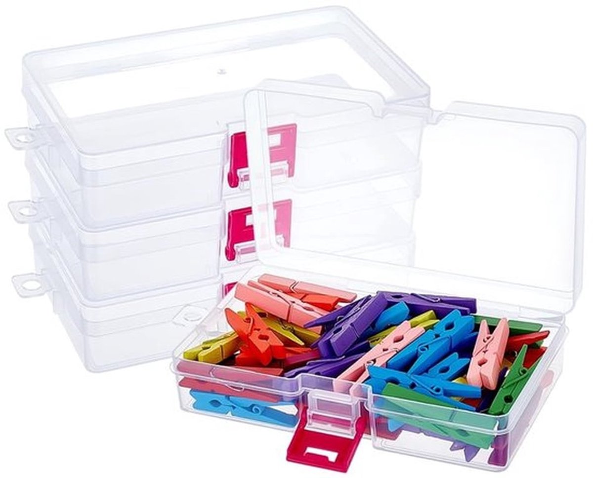 Plastic Containers 24 Stuks - Transparante Opbergdozen - Rechthoekige Clipbox - 8,7 x 14,5 x 3,4 cm - Voor Thuis/Kantoor - Efficiënt en Praktisch