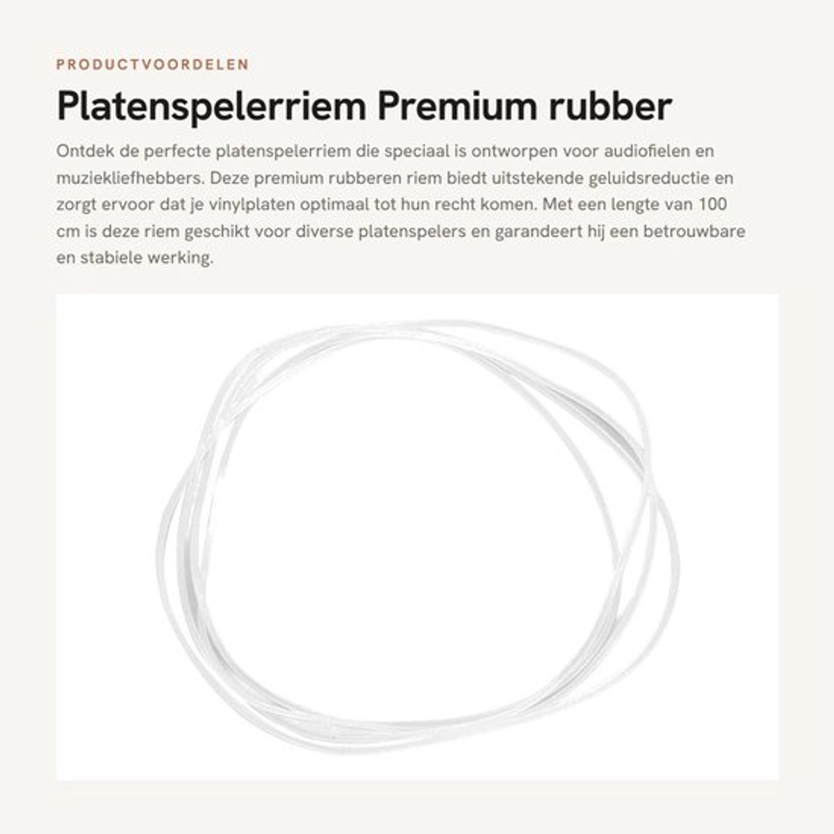 Platenspelerriem premium rubber - Aandrijfriem - Geluidsreductie - Fonograaftape - 100 cm lengte - Voortreffelijk vakmanschap
