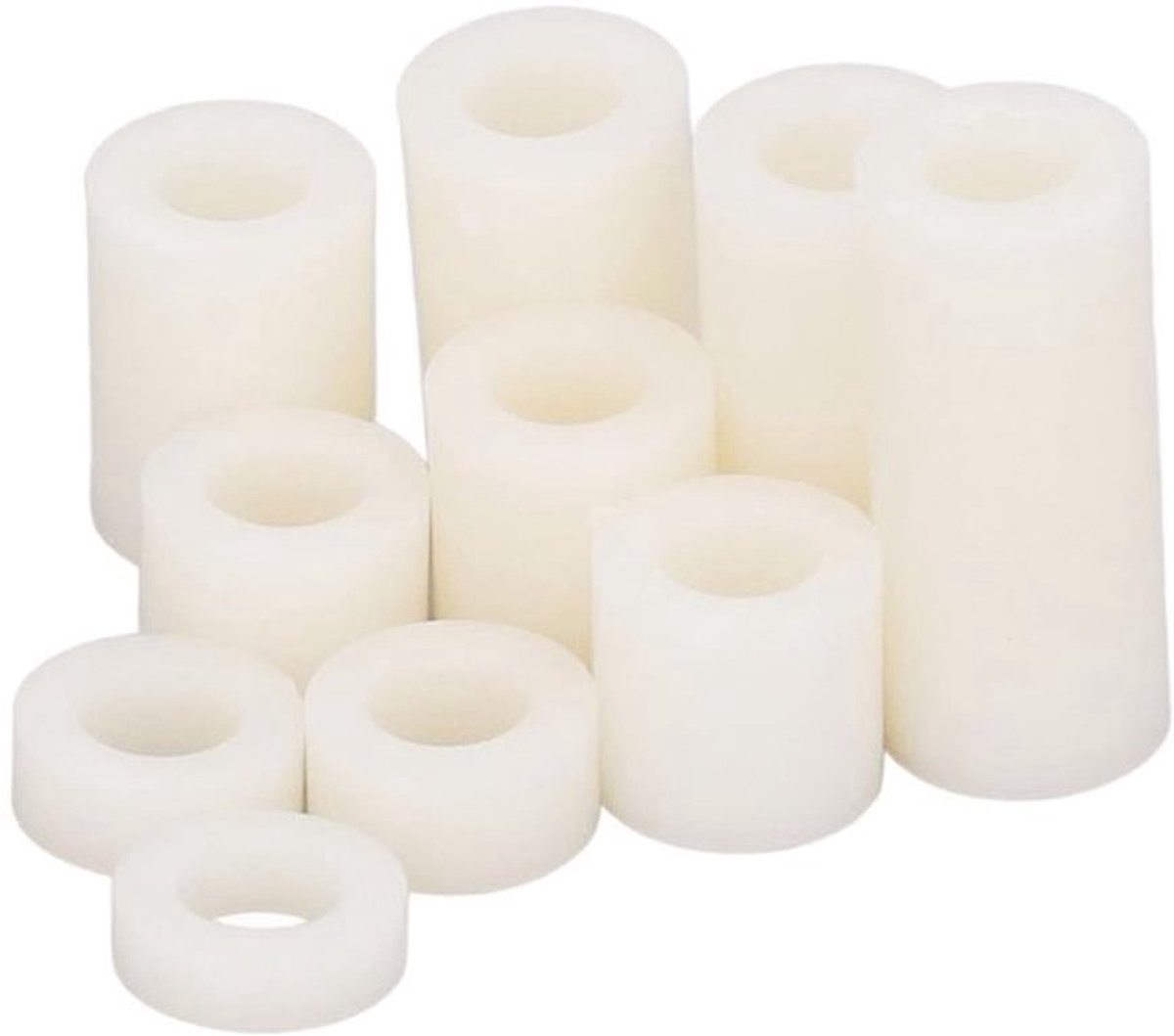 Set van 150 Witte Nylon Afstandsringen van 6 mm