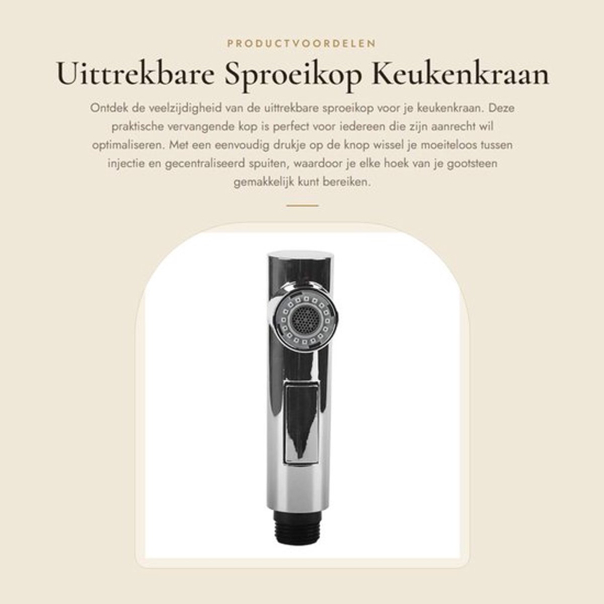 Sproeikop Uittrekbaar - G1/2 Connector - Hoogwaardig ABS - Duurzaam - Eenvoudig te Installeren - Waterbesparend - Kraanmondstuk
