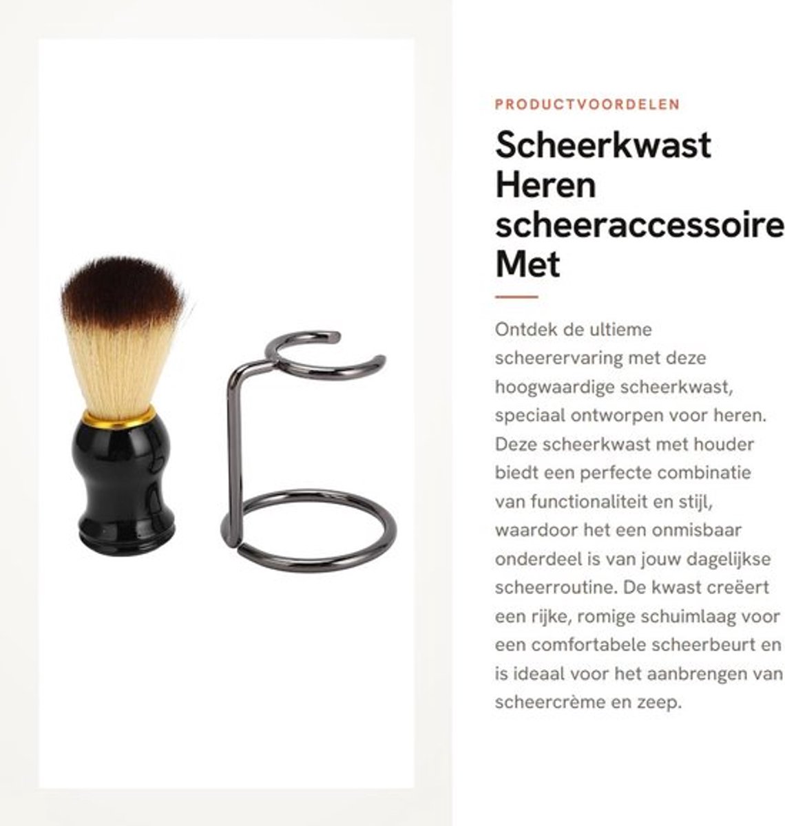Scheerkwast met houder - Scheerkwast set - Scheerzeep voor mannen - Scheerkom - Baardborstel - Heren scheeraccessoires - Scheerborstel