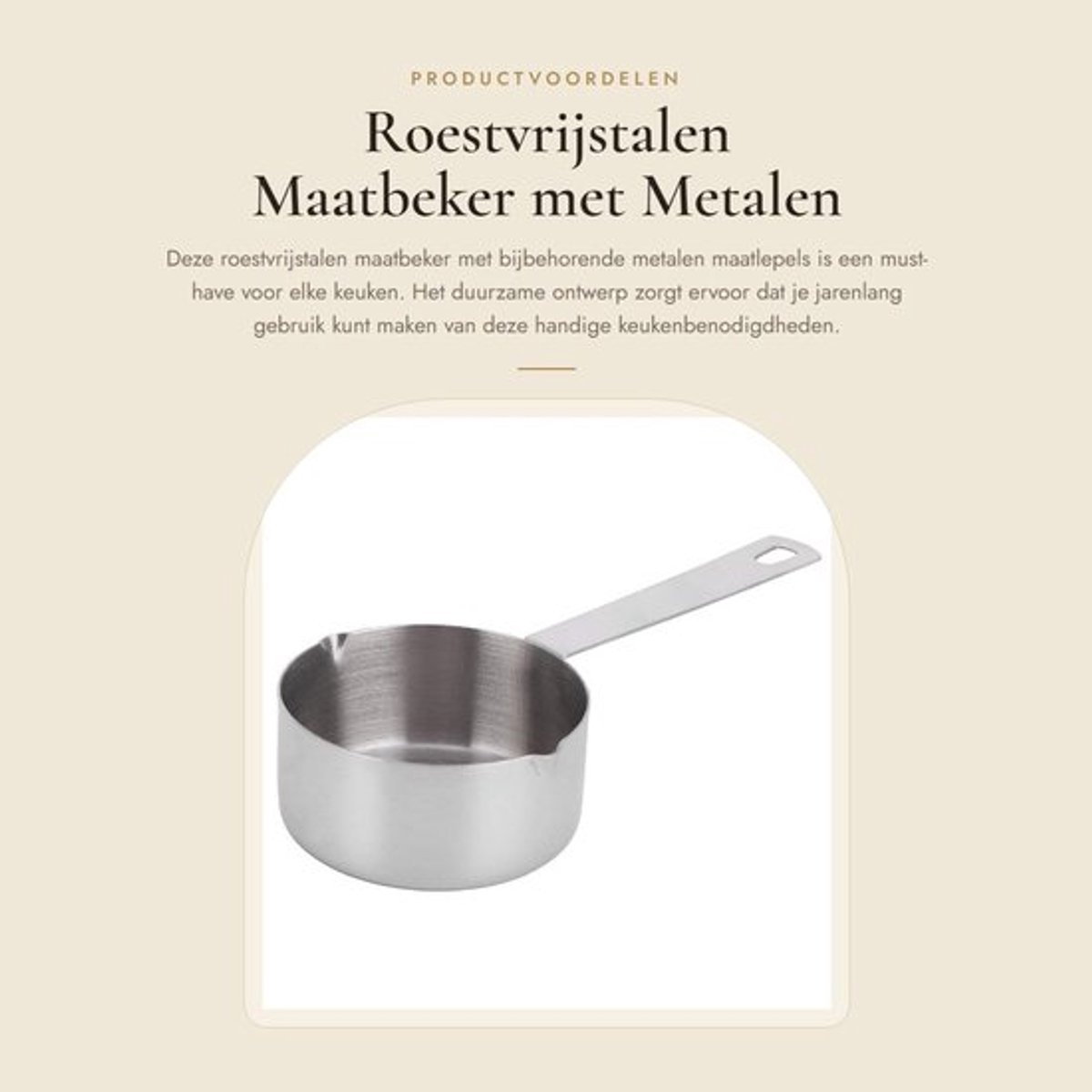Maatbeker Roestvrij staal - Maatlepels set - Keukenbenodigdheden - Dual Pour Mouth - Opbergringen - 1/4 Maatbeker