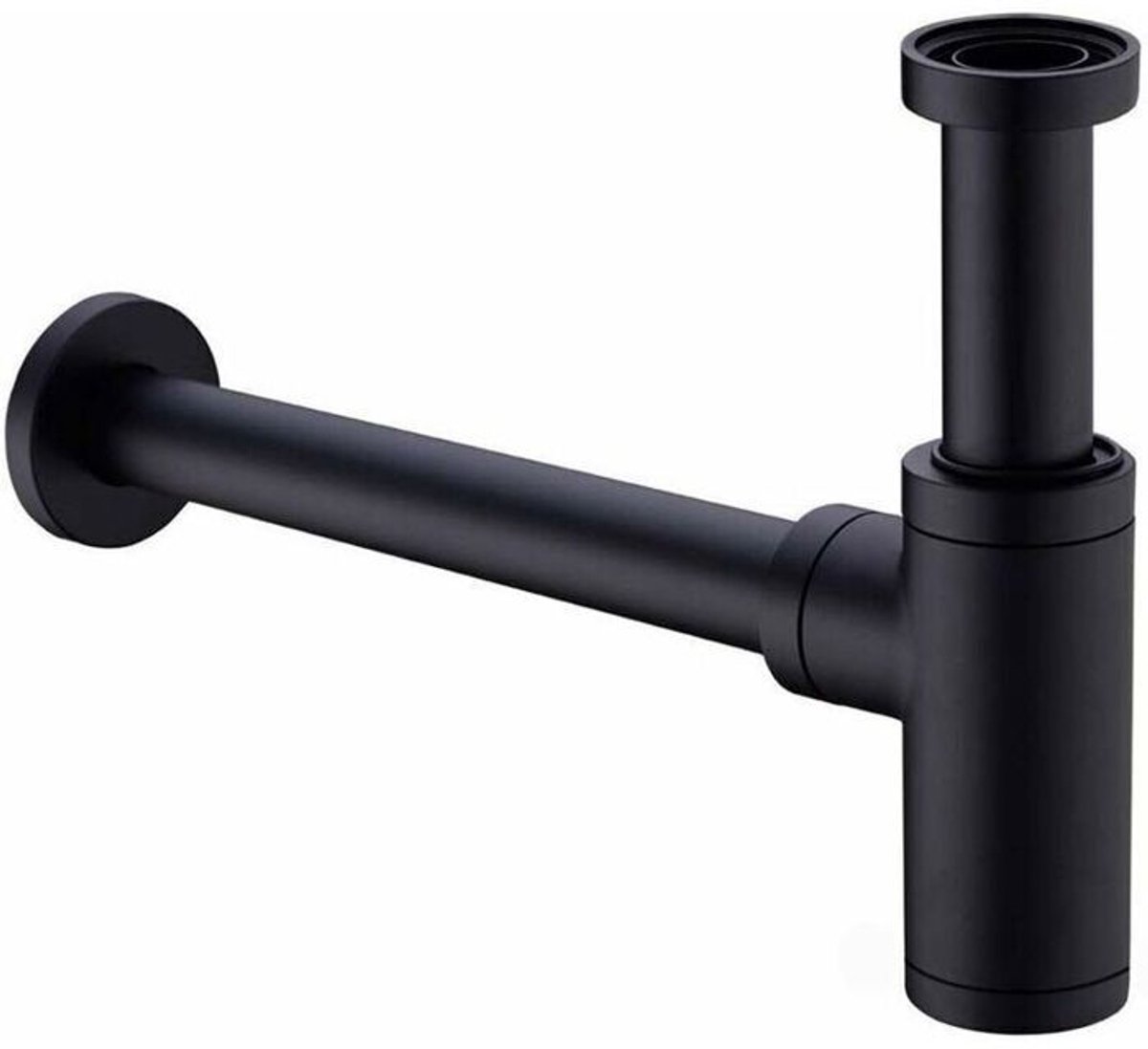 Messing wastafelsifonbuis, universele sifonbuis, met verlengbuis van 200 mm, verstelbare geur- en lekvrije sifonbuis van 1 1/4 x 32 mm, matzwart.