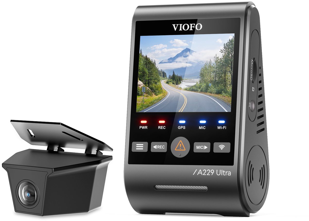 VIOFO A229 Ultra-W 2CH - Dashcam - Dual 4K voor & achter - Sony STARVIS 2 - Waterdichte achtercamera IP67 - GPS & Dual-Band Wifi - HDR Nachtzicht - Parkeermodus met Buffer - Voice Control - USB-C - Tot 512GB microSD thumbnail 2