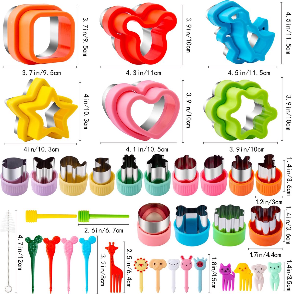 SnelShoppen - Nifogo Uitsteekvormen voor Kinderen, 48 Stuks, Ideaal voor Brood en Groenten, Creatief Koken en Bakken, Perfect voor Feesten en Kinderen