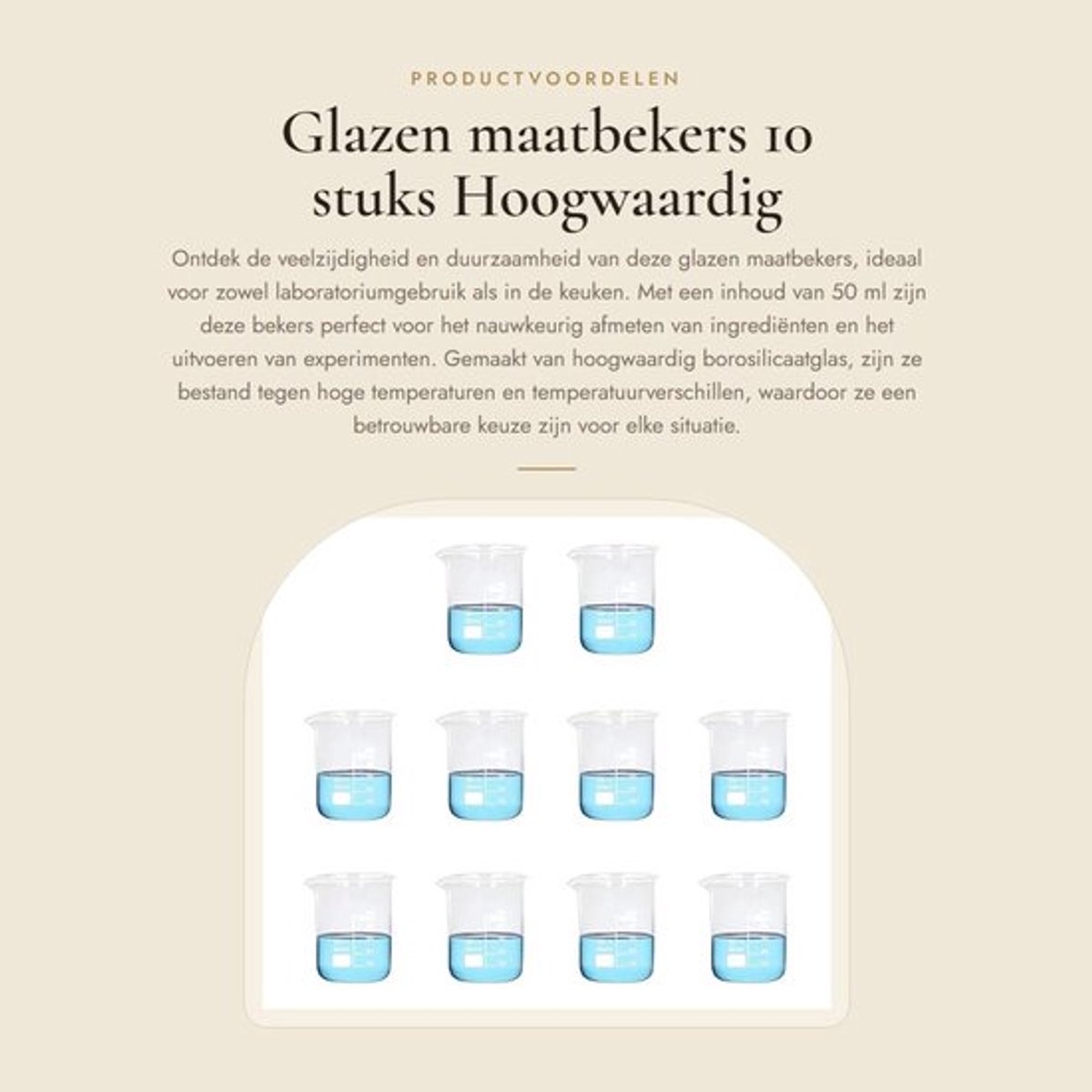 Maatbekers 10 stuks - Glazen Maatbeker 50 ml - Borosilicaat Glas - Laboratorium/Keuken - Temperatuurbestendig tot 800 graden - Duidelijk Gemarkeerd - Glasbeker