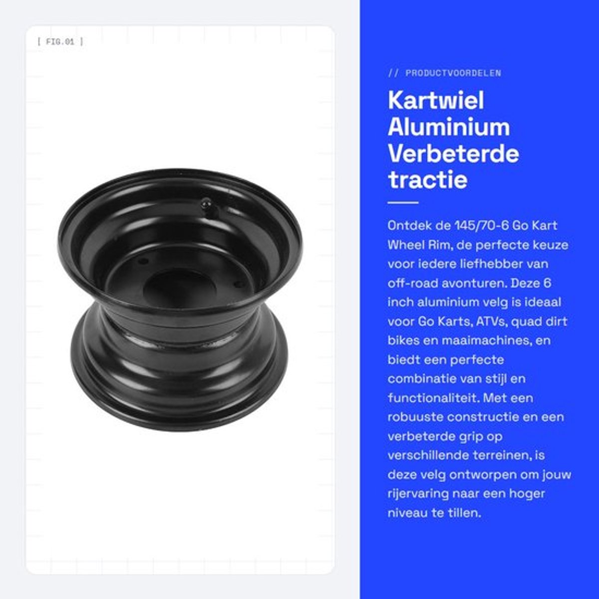Wielrim 6 Inch - Aluminium Legering - 3 Gaten - Verbeterde Grip - Duurzaam - Anticorrosie Coating - Geschikt voor Go Karts/ATV - Wiel