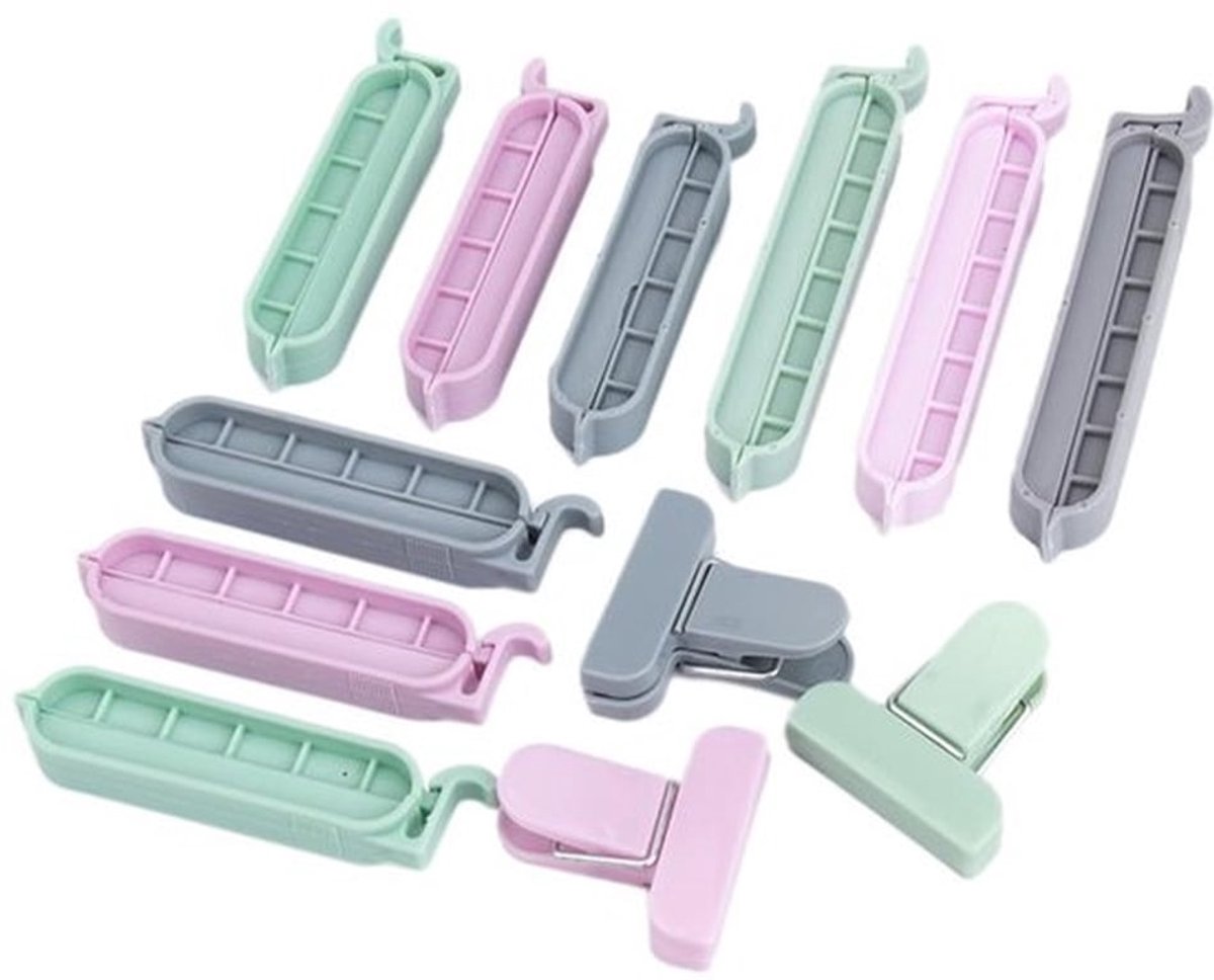 Sluitclips 12 stuks - Vershoudclips - Zakclips - Snackzakclips - Vrieszakclips - PP Voedselclip - 10,3 x 1,3 x 0,6 cm