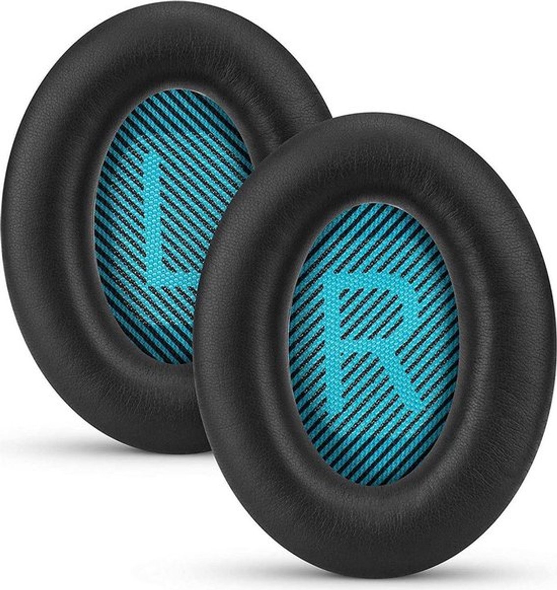 Geschikt voor Bose QC25 koptelefoon zwarte oorkussens met blauwe letters (1 paar, zwart/blauw) zwart blauw