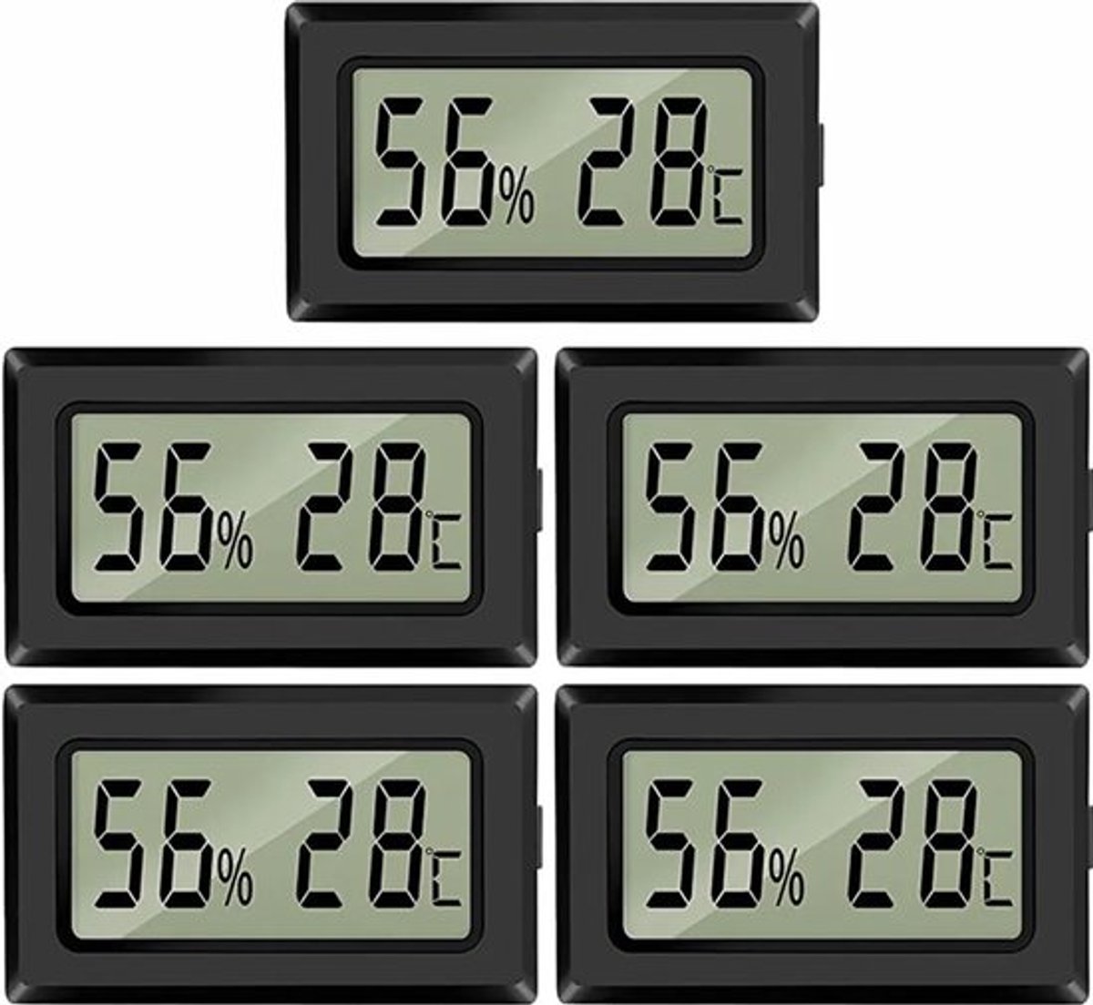 5 mini digitale thermometers en hygrometers, geschikt voor kassen/auto's/huizen/kantoren