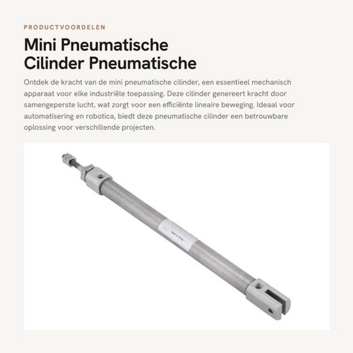 Dailygoods- Pneumatische Cilinder Dubbelwerkend - Mini Cilinder - 10mm Boring - 100mm Slag - Roestvrij Staal - Corrosiebestendig - Luchtcilinder